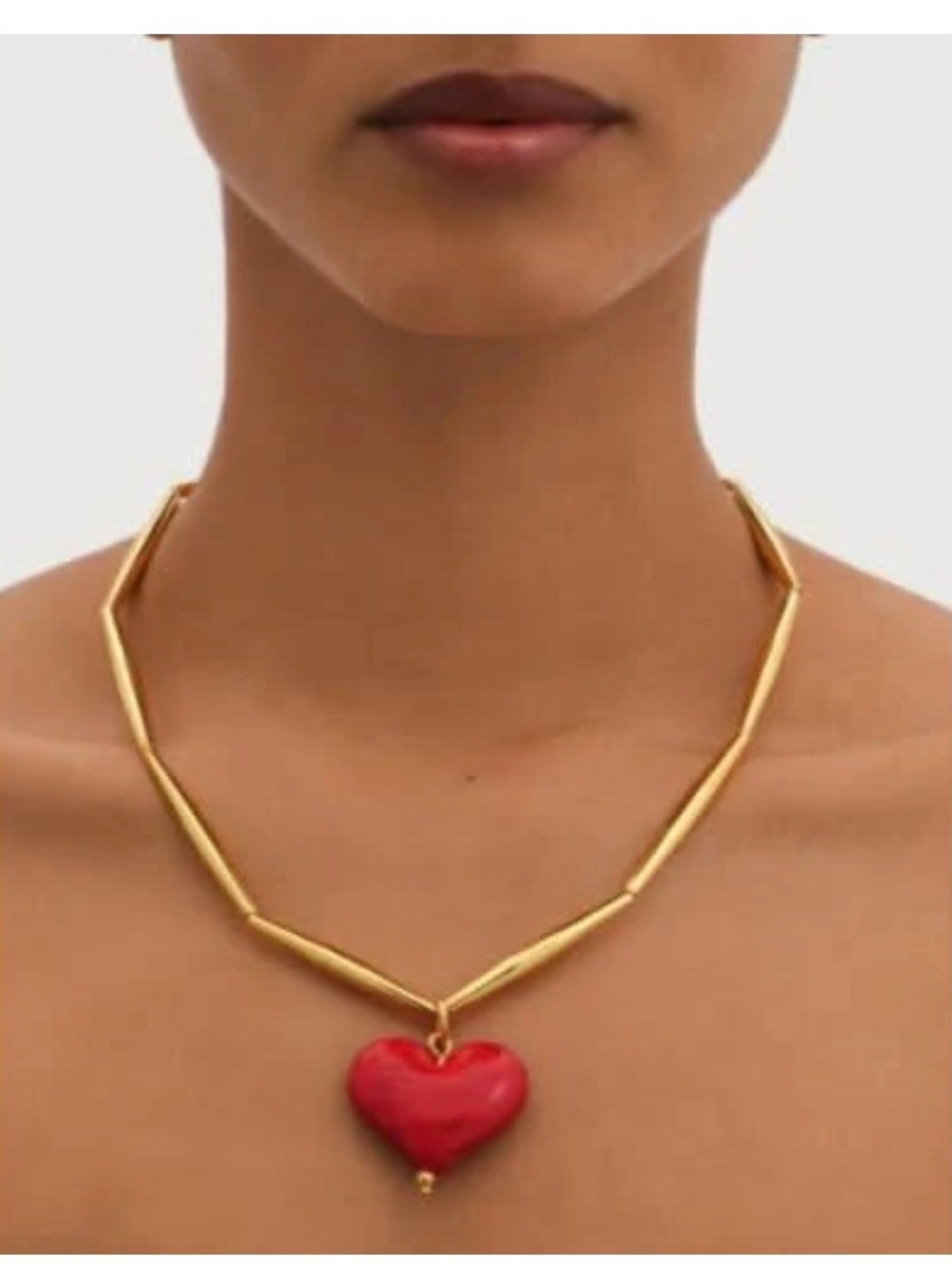 Tohum Cuore Necklace 24k Gold plated Chain Necklace Red Heart Pendant with box